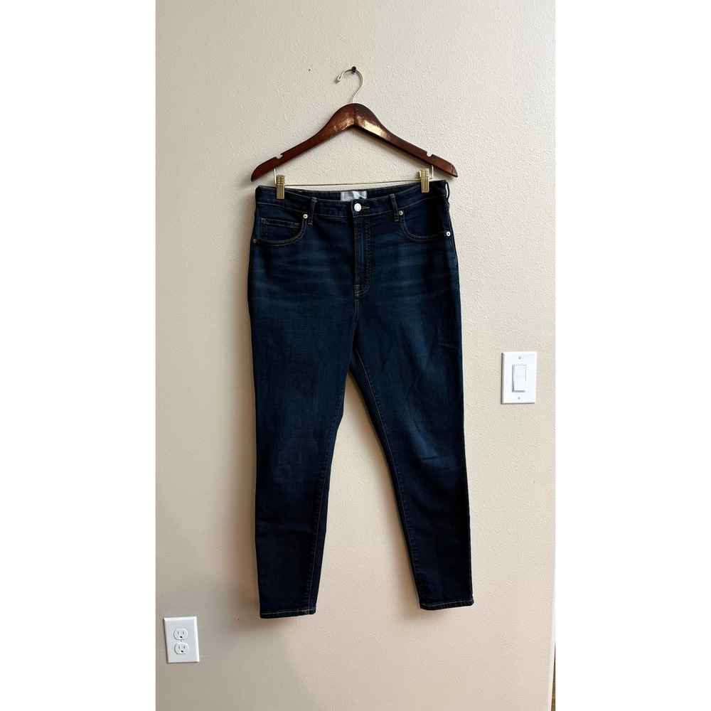 Everlane The Curvy High-Rise Skinny Jean 32 Crop Regular Dark Wash Denim Stretch